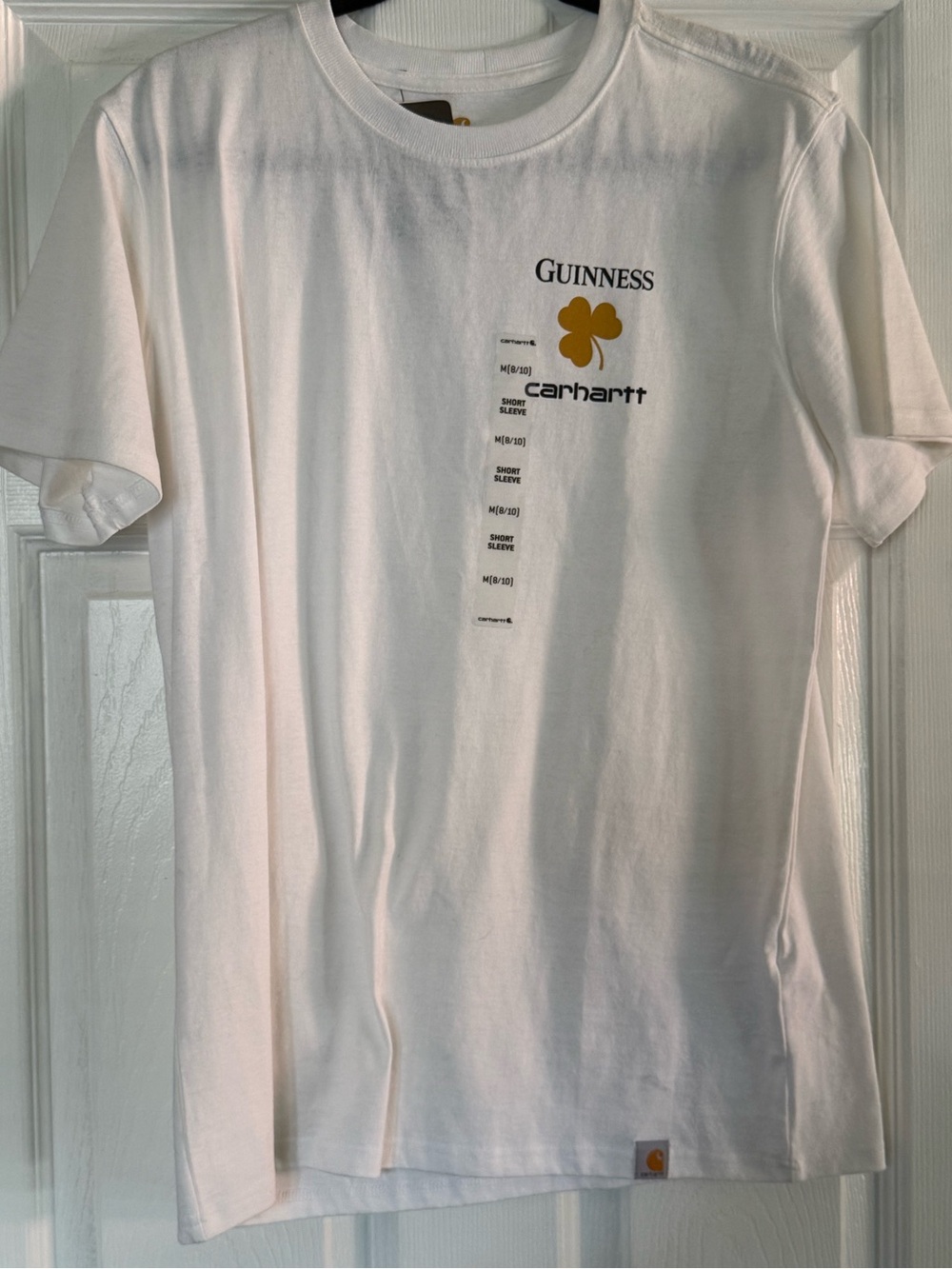Special Collab- Guinness/Carhartt White Short Sleeve Tee with Gold Shamrock tee
